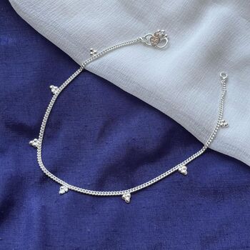 Sterling Silver Grape Summer Payal Indian Anklet, 4 of 5
