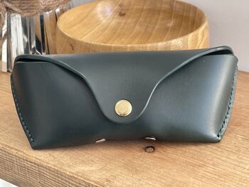 Personalised Racing Green Leather Glasses Case, 8 of 12