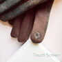 Merino Wool Gloves In Check With Zip Detail, thumbnail 4 of 12