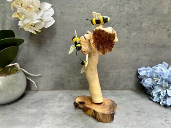 Hand Painted Bumblebee Ornament Wooden Bee Decor Gift, 5 of 8