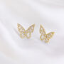 Butterfly Shape Crystal Stud Earrings In Gold Colour, thumbnail 1 of 3