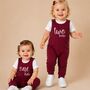 Personalised 1st And 2nd Birthday Embroidered Baby Dungarees Any Word, thumbnail 1 of 8