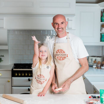 Personalised Adult And Child Matching Pizza Apron Set, 9 of 12