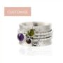 Personalised Birthstone Yin Silver Spinning Ring, thumbnail 1 of 10