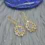 Floral Rainbow Moonstone Earrings: Silver Or Gold, thumbnail 3 of 11