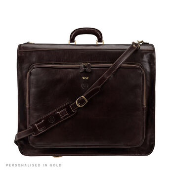 Finest Italian Leather Suit Carrier. 'The Rovello', 11 of 12