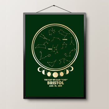 Personalised Gold Constellation Date Location Print, 4 of 4