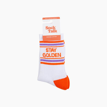 Stay Golden Organic Cotton Sports Socks In White, 4 of 4