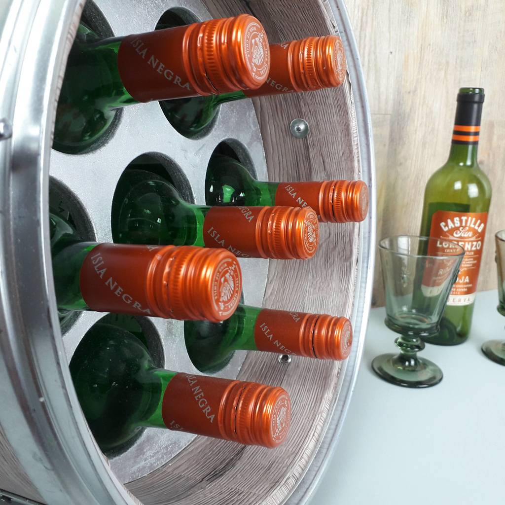Drum Wine Rack With Lights By Vinyl Village