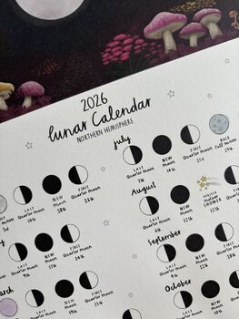 Mushrooms 2026 Lunar Calendar A4 Print, 2 of 2