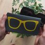 Grey And Yellow Printed Leather Sunglasses Case, thumbnail 1 of 7