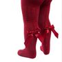 Wine Red Jacquard Christmas Tights With Bow Detail, thumbnail 1 of 10