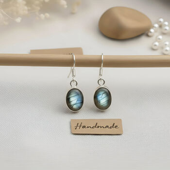 Sterling Silver And Labradorite Drop Earrings Handmade Jewellery, 2 of 4
