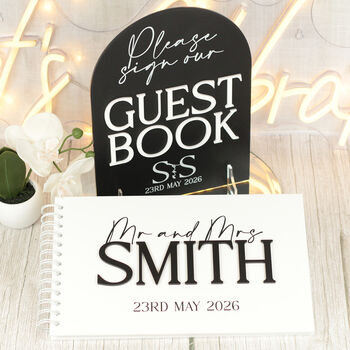 Manhattan Sign Our Guest Book Wedding Acrylic Sign, 6 of 8