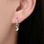 Crescent Moon Charm Huggie Hoop Earrings, thumbnail 1 of 12
