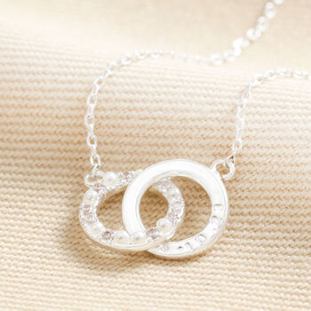 Personalised Interlocking Pearl Crystal Hoops Necklace, 3 of 6
