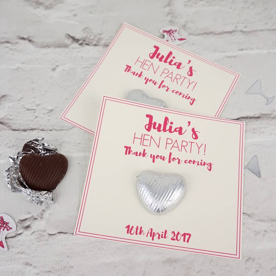 hen party chocolate heart gifts by tailored chocolates and gifts