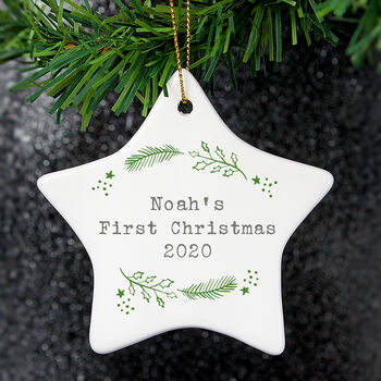 Personalised Christmas Holly Ceramic Star Decoration, 4 of 4