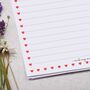 A5 Personalised Letter Writing Paper With Heart Border, thumbnail 2 of 4