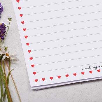 A5 Personalised Letter Writing Paper With Heart Border, 2 of 4
