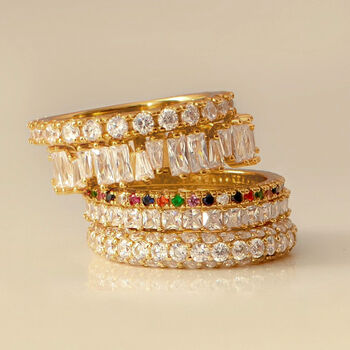 Gold Art Deco Chandelier Ring With Baguette Stones, 4 of 5