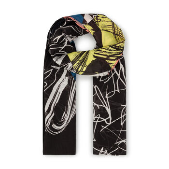 Fuji Long Black And White Cotton Silk Scarf, 2 of 2