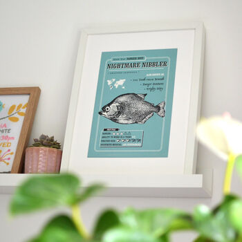 Funny Piranha Art Print, Fish Fact File, 3 of 4
