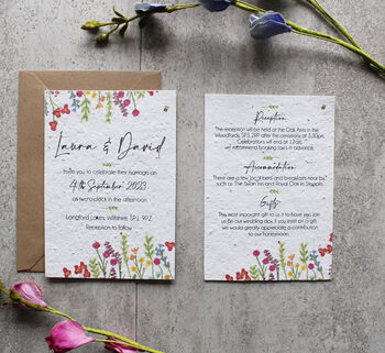 Wildflower Recycled Paper Plantable Wedding Invitations, 3 of 12