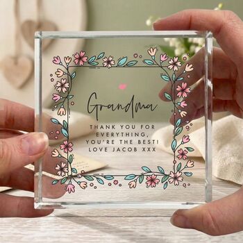 Personalised Any Message Flowers Crystal Token For Mother's Day, Birthdays And Memorials, 3 of 8