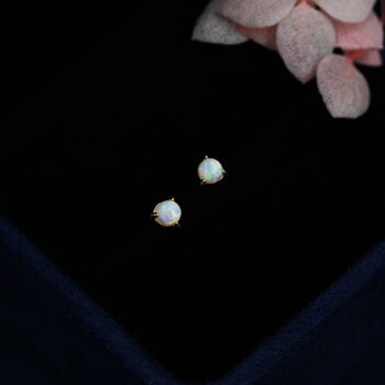 Sterling Silver Tiny Little Opal Stud Earrings, 2 of 10