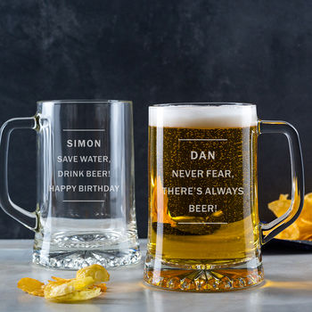 Personalised Pint Glass Beer Tankard For Him, 4 of 4