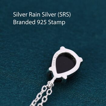 Sterling Silver Genuine Black Onyx Pear Necklace, 4 of 11