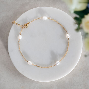 Gold Filled Pearl Chain Bracelet, 2 of 8