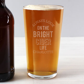 Personalised Always Look On The Bright Cider Life Glass, 2 of 4