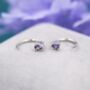 Amethyst Purple Cz Droplet Huggie Hoop Earrings Two, thumbnail 2 of 11
