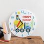 Children's Personalised Cement Mixer Construction Clock, thumbnail 1 of 3