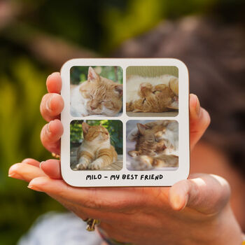 Personalised Photo Collage And Message Wooden Coaster, 4 of 4