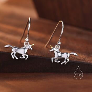 Unicorn Drop Hook Earrings In Sterling Silver, 6 of 10