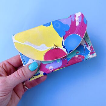 Handmade Leather Card Purse Marbled, 2 of 9