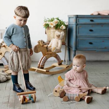 Wooden Push Along Toy Lawn Mower, 7 of 7