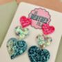 X Large Triple Heart Glitter Resin Earrings, thumbnail 4 of 5