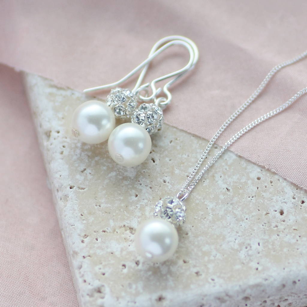 Pearl And Glitterball Necklace And Earring Set, 1 of 9