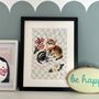 Kittens Print With Check Background, thumbnail 1 of 4