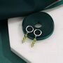 Sterling Silver Genuine Peridot Trio Huggie Hoop Earrings, thumbnail 4 of 10