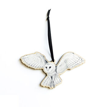 Parliament Barn Owl Wooden Hanging Decoration, 2 of 4
