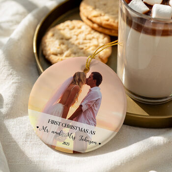 Personalised “First Christmas Married” Ceramic Bauble, 6 of 8