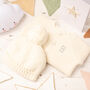 Luxury Dusky Rose Bobble Hat And Cardigan Baby Gift Set, thumbnail 4 of 10