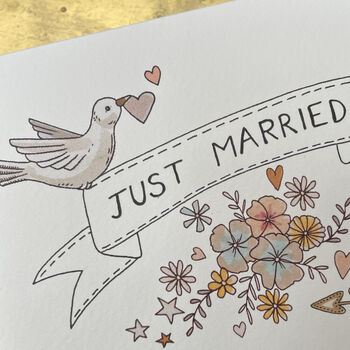 Just Married Vintage Style Wedding Card, 4 of 4
