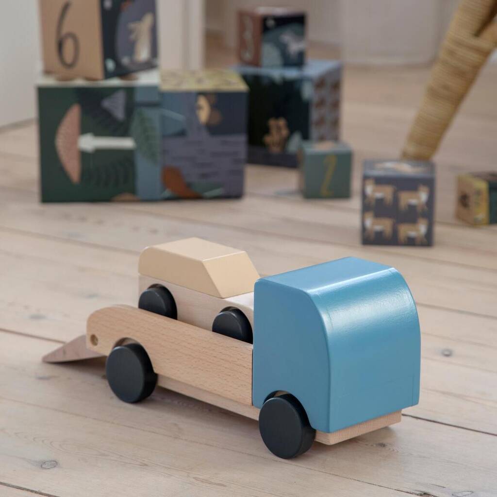 Wooden Transporter With Car, 1 of 2