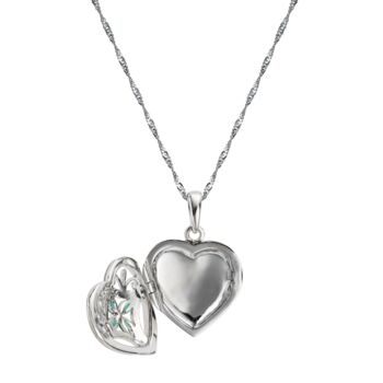 Sterling Silver Created Gemstone And Diamond Lockets, 6 of 7